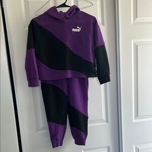 PUMA Girls Purple and Black Hoodie Set